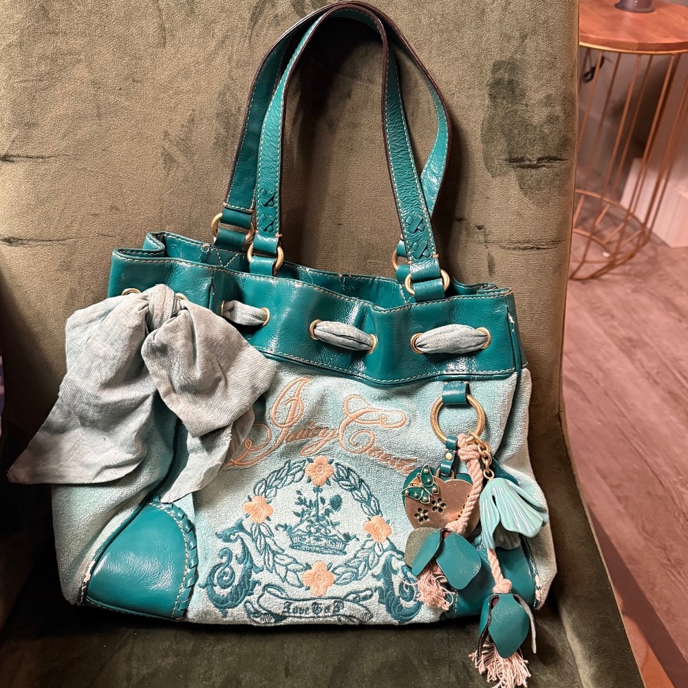 Vintage Y2K JuicyCouture Velour Bag Teal & Mint Green